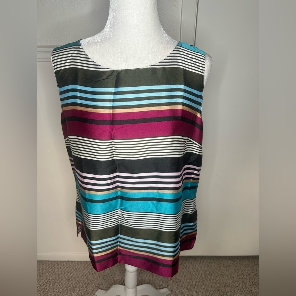 Talbots Blue and Pink Boxy Sleeveless Tank Top size L New with Tag